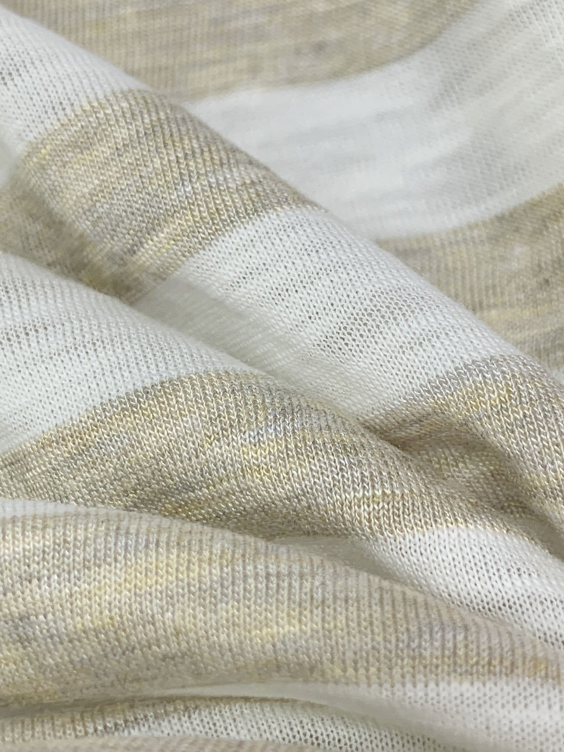 Beige/White Supima Cotton/Rayon Horizontal Stripe Slubbed Tissue Jersey Knit - Michael Stars - 56W