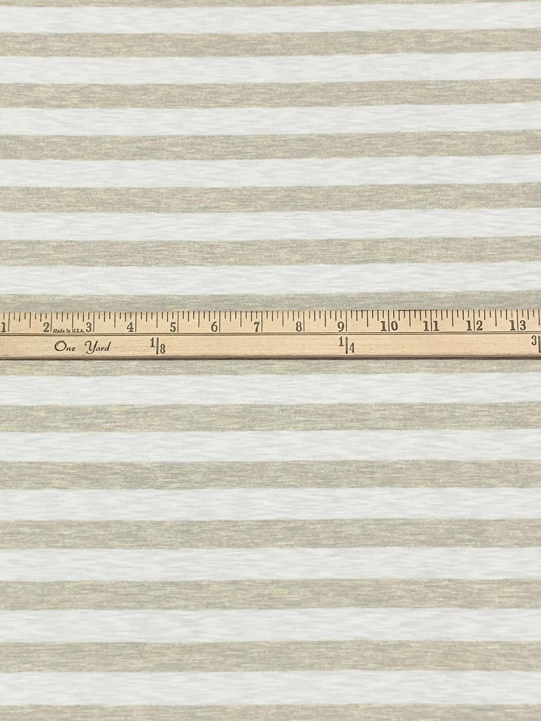 Beige/White Supima Cotton/Rayon Horizontal Stripe Slubbed Tissue Jersey Knit - Michael Stars - 56W