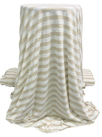 Beige/White Supima Cotton/Rayon Horizontal Stripe Slubbed Tissue Jersey Knit - Michael Stars - 56W