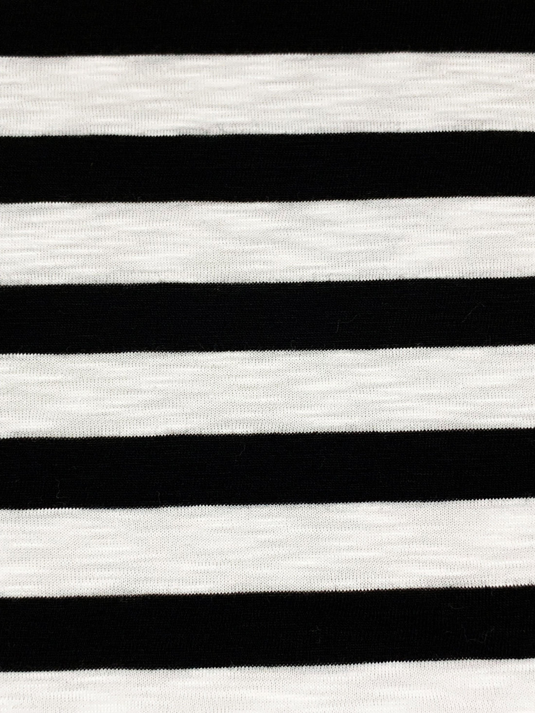 Black/White Supima Cotton/Rayon Horizontal Stripe Slubbed Tissue Jersey Knit - Michael Stars - 54W