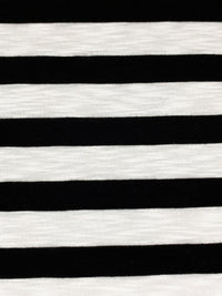 Black/White Supima Cotton/Rayon Horizontal Stripe Slubbed Tissue Jersey Knit - Michael Stars - 54W
