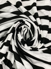 Black/White Supima Cotton/Rayon Horizontal Stripe Slubbed Tissue Jersey Knit - Michael Stars - 54W