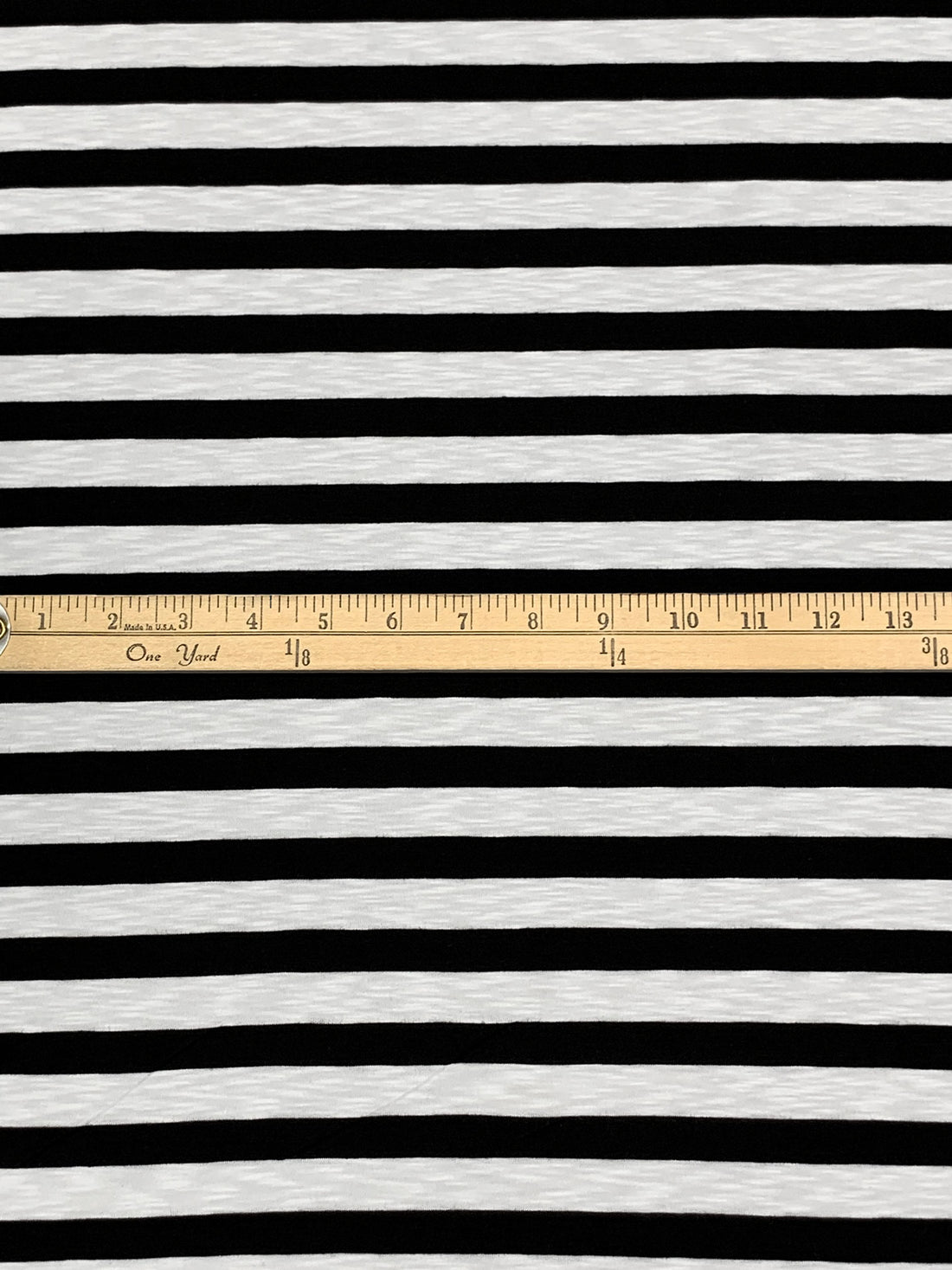 Black/White Supima Cotton/Rayon Horizontal Stripe Slubbed Tissue Jersey Knit - Michael Stars - 54W