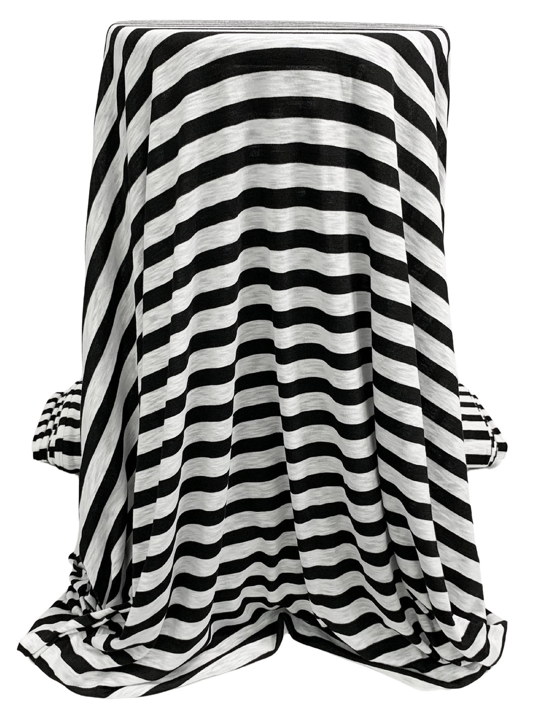 Black/White Supima Cotton/Rayon Horizontal Stripe Slubbed Tissue Jersey Knit - Michael Stars - 54W