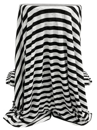 Black/White Supima Cotton/Rayon Horizontal Stripe Slubbed Tissue Jersey Knit - Michael Stars - 54W