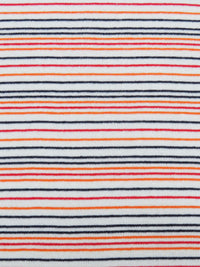White/Navy/Carrot/Red Recycled Cotton/Recycled Polyester/Polyester Horizontal Stripe Fine Rib Knit - Michael Stars - 60W