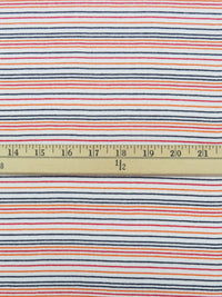 White/Navy/Carrot/Red Recycled Cotton/Recycled Polyester/Polyester Horizontal Stripe Fine Rib Knit - Michael Stars - 60W