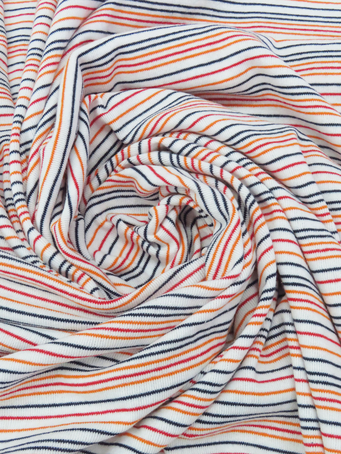 White/Navy/Carrot/Red Recycled Cotton/Recycled Polyester/Polyester Horizontal Stripe Fine Rib Knit - Michael Stars - 60W