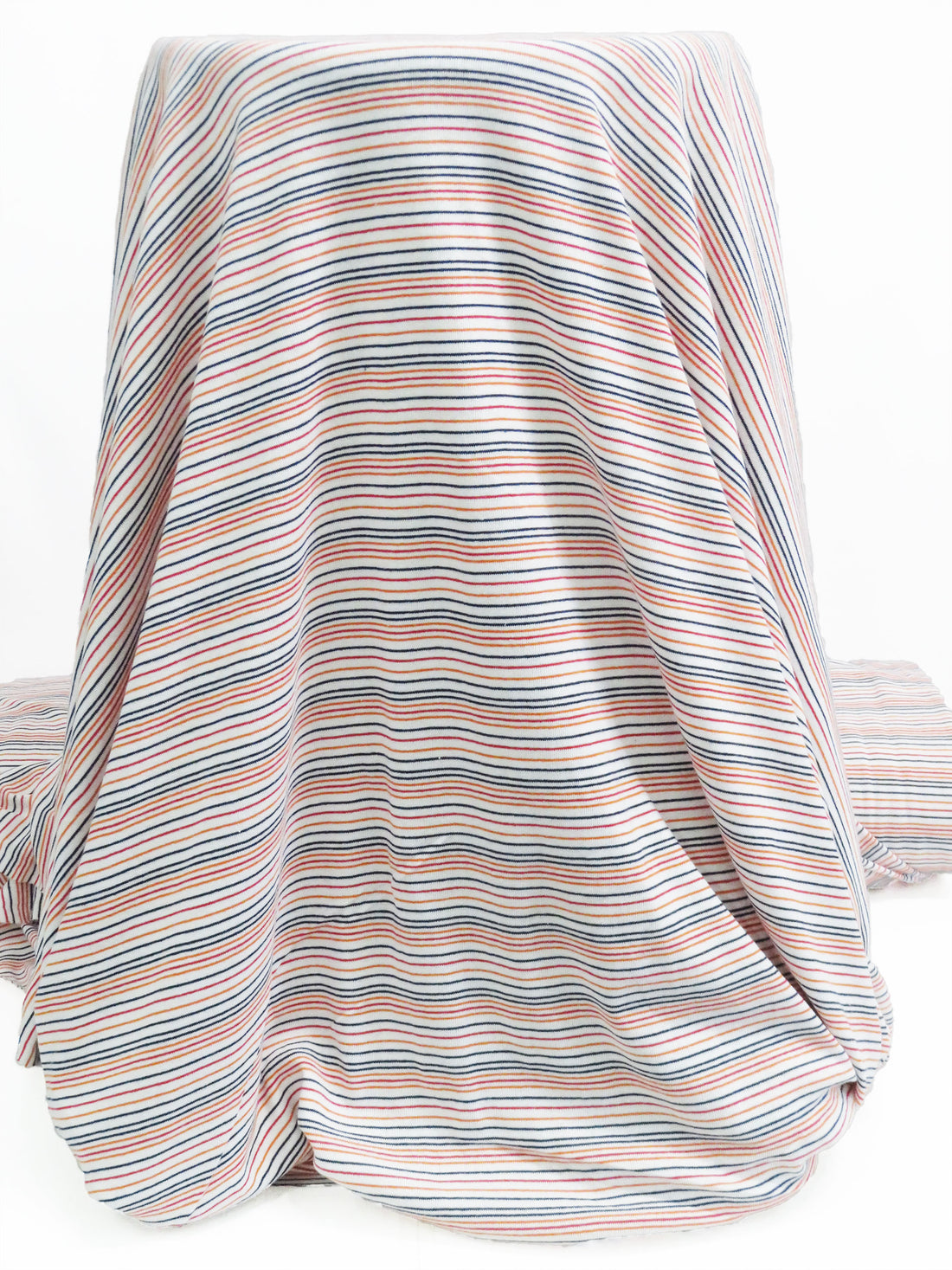 White/Navy/Carrot/Red Recycled Cotton/Recycled Polyester/Polyester Horizontal Stripe Fine Rib Knit - Michael Stars - 60W