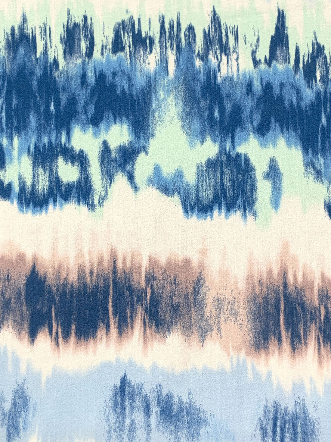 White Chocolate/Dark Cerulean/Dark Sand 100% Rayon Abstract Streaks Print Crepe Challis 56W