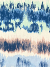 White Chocolate/Dark Cerulean/Dark Sand 100% Rayon Abstract Streaks Print Crepe Challis 56W