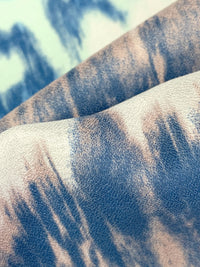 White Chocolate/Dark Cerulean/Dark Sand 100% Rayon Abstract Streaks Print Crepe Challis 56W