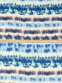 White Chocolate/Dark Cerulean/Dark Sand 100% Rayon Abstract Streaks Print Crepe Challis 56W