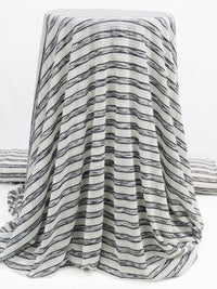 White/Heathered Black Polyester/Lycra Horizontal Multi Stripe Novelty Weave Knit 60W