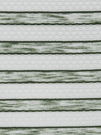 White/Heathered Dill Green Polyester/Lycra Horizontal Multi Stripe Novelty Weave Knit 62W