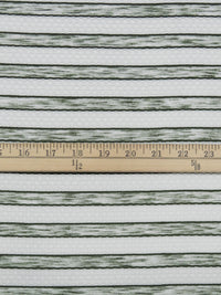 White/Heathered Dill Green Polyester/Lycra Horizontal Multi Stripe Novelty Weave Knit 62W
