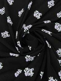 Black/Lavender/Moody Cool Gray 100% Polyester Floral Print Bubble Crepe 60W