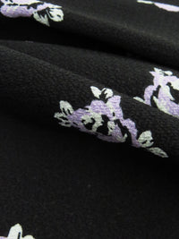 Black/Lavender/Moody Cool Gray 100% Polyester Floral Print Bubble Crepe 60W