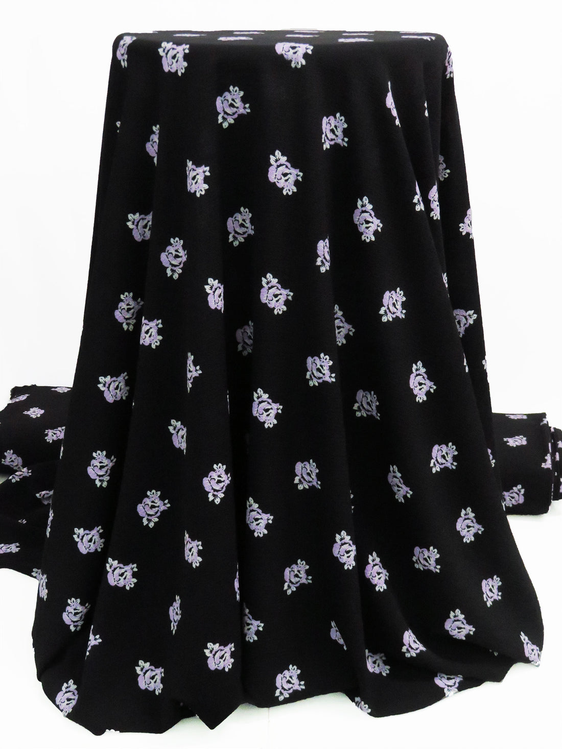 Black/Lavender/Moody Cool Gray 100% Polyester Floral Print Bubble Crepe 60W