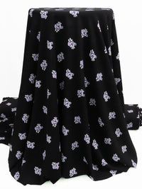 Black/Lavender/Moody Cool Gray 100% Polyester Floral Print Bubble Crepe 60W