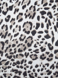 Snow Leopard White/Black/Light Taupe 100% Polyester Animal Print Chiffon 58W