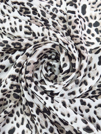 Snow Leopard White/Black/Light Taupe 100% Polyester Animal Print Chiffon 58W