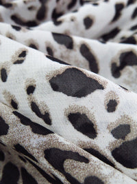 Snow Leopard White/Black/Light Taupe 100% Polyester Animal Print Chiffon 58W
