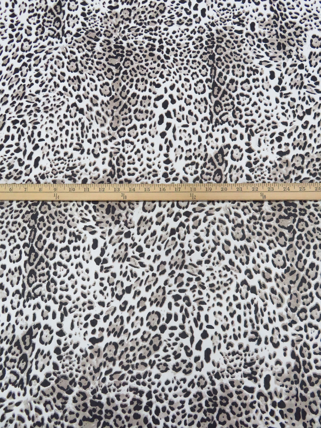 Snow Leopard White/Black/Light Taupe 100% Polyester Animal Print Chiffon 58W