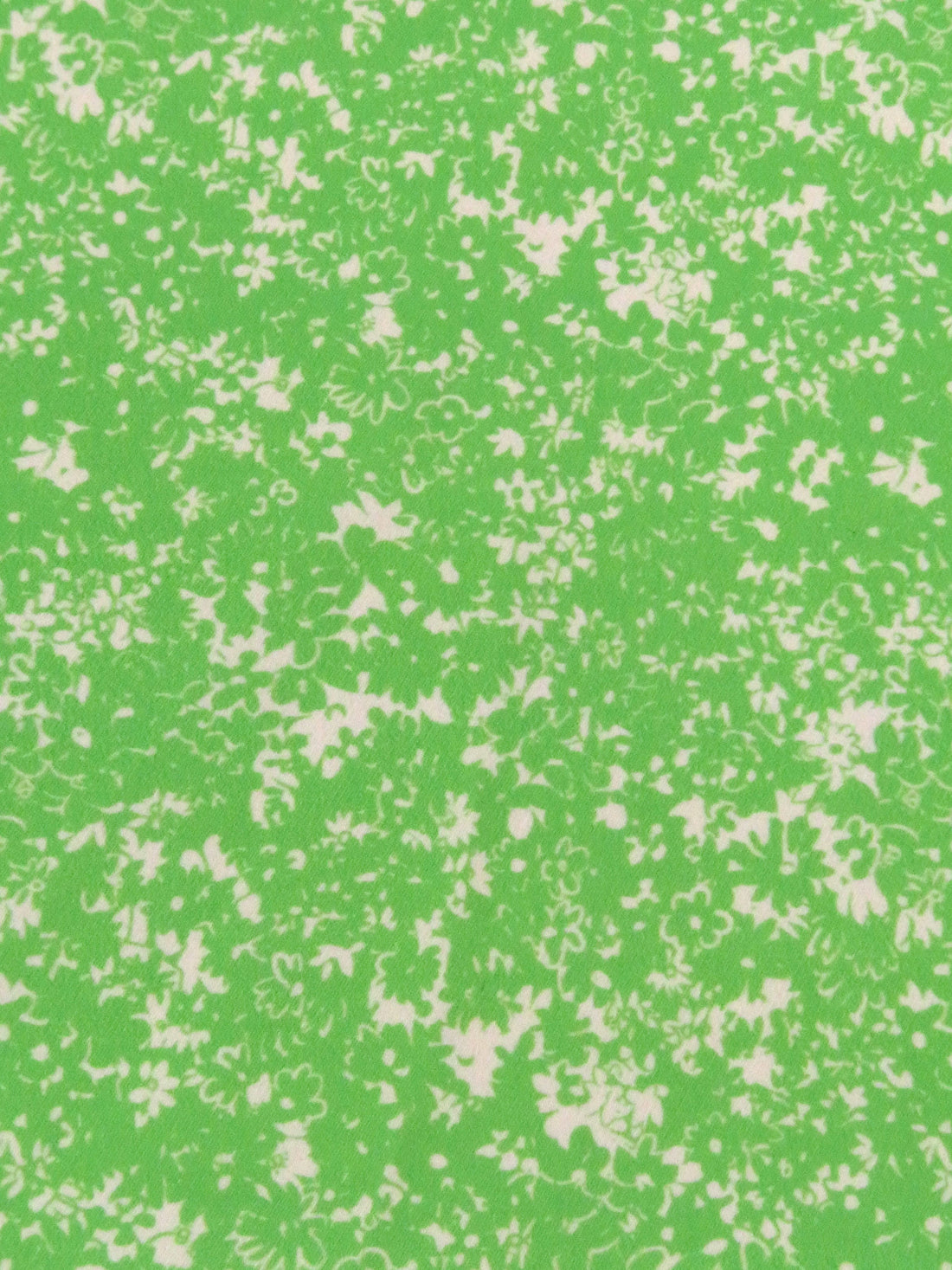 Bright Lime/Off-White 100% Polyester Clustered Floral Print Satin-Faced Blouse Weight Woven 58W