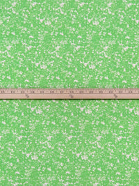 Bright Lime/Off-White 100% Polyester Clustered Floral Print Satin-Faced Blouse Weight Woven 58W