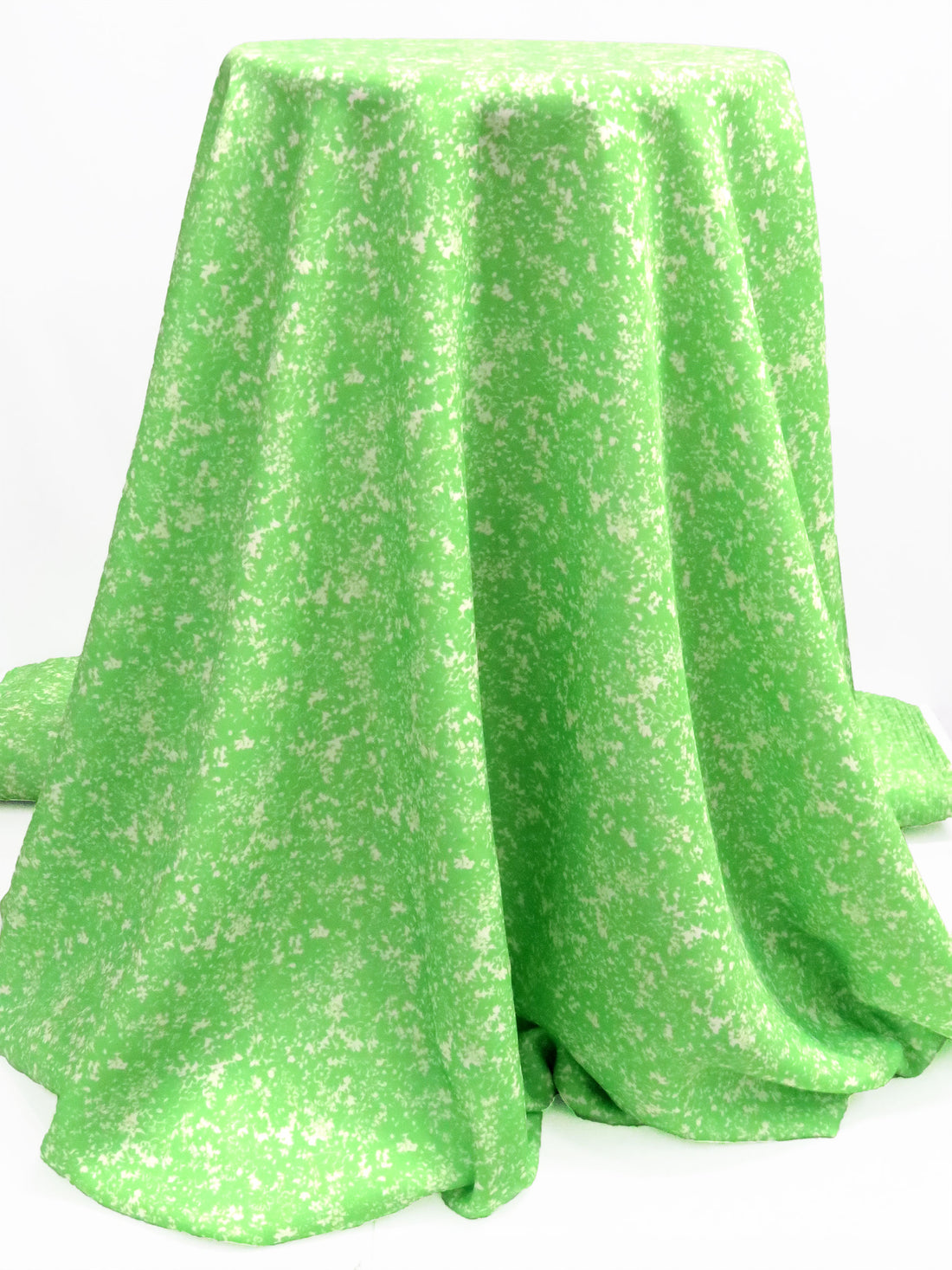 Bright Lime/Off-White 100% Polyester Clustered Floral Print Satin-Faced Blouse Weight Woven 58W