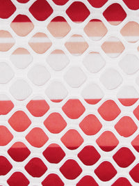 White/Crimson/Salmon/Multi Polyester/Lycra Large Eyelet Over Horizontal Stripe Print Novelty Knit 58W
