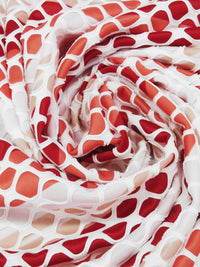 White/Crimson/Salmon/Multi Polyester/Lycra Large Eyelet Over Horizontal Stripe Print Novelty Knit 58W
