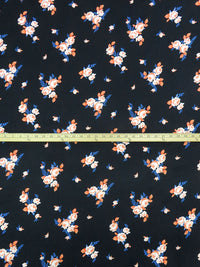Black/Creamsicle/Dark Azure/Multi 100% Polyester Floral Print Crepe Blouse Weight Woven 56W