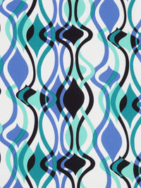 Spearmint/Dark Cornflower/Deep Turquoise/Multi 100% Polyester Overlapping Ogee Print Crepe Blouse Weight Woven 58W