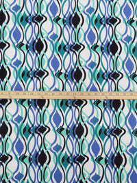 Spearmint/Dark Cornflower/Deep Turquoise/Multi 100% Polyester Overlapping Ogee Print Crepe Blouse Weight Woven 58W