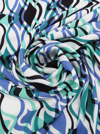 Spearmint/Dark Cornflower/Deep Turquoise/Multi 100% Polyester Overlapping Ogee Print Crepe Blouse Weight Woven 58W