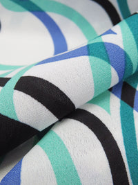 Spearmint/Dark Cornflower/Deep Turquoise/Multi 100% Polyester Overlapping Ogee Print Crepe Blouse Weight Woven 58W