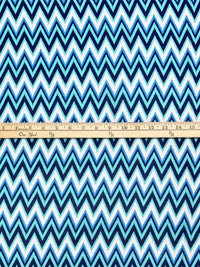 Vivid Blue/White/Navy 100% Polyester Ikat Chevron Print Chiffon 54W