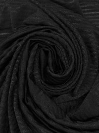 Black Polyester/Lycra Horizontal Sheer Stripe Knit 60W