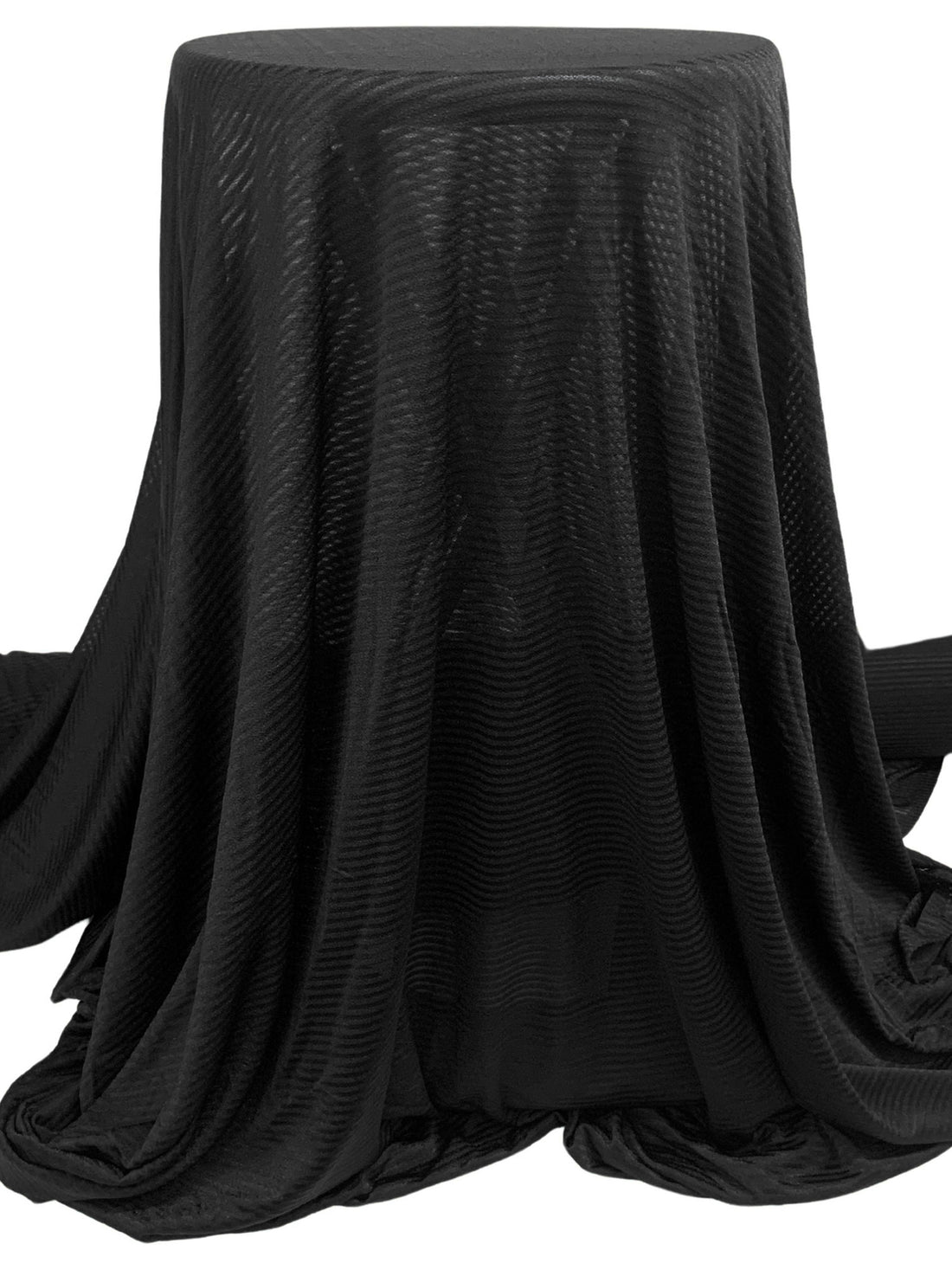 Black Polyester/Lycra Horizontal Sheer Stripe Knit 60W