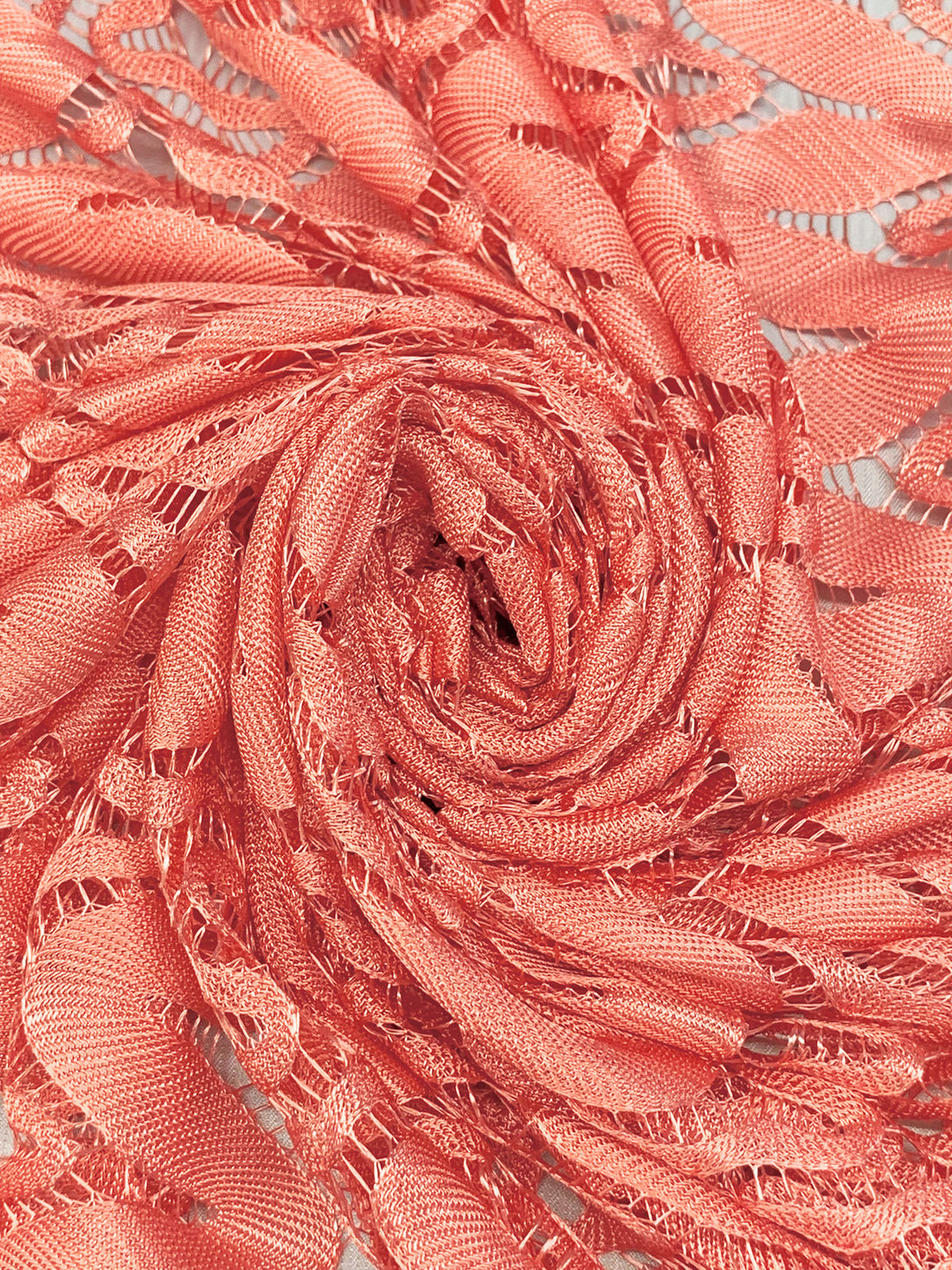 Dark Salmon Pink 100% Polyester Novelty Lace 56W