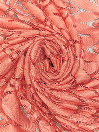 Dark Salmon Pink 100% Polyester Novelty Lace 56W