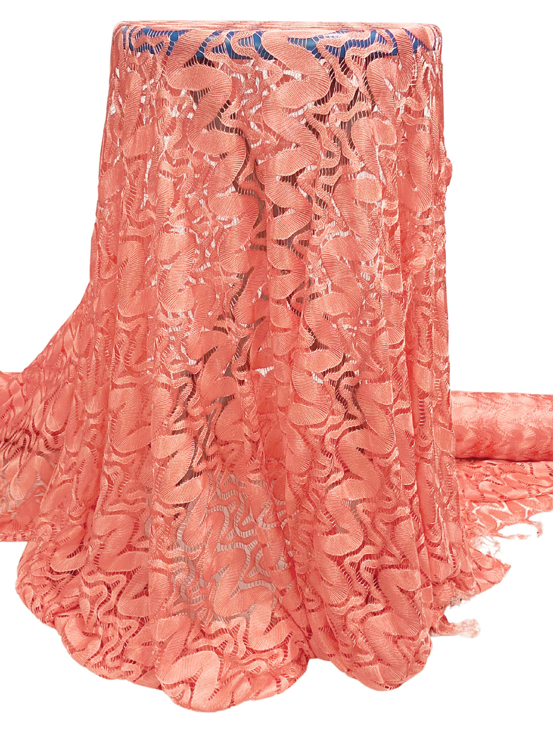 Dark Salmon Pink 100% Polyester Novelty Lace 56W