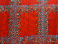 Scarlet Red/Pale Blue/Yellow/Multi 100% Polyester Large Ornate Paisley Print Crepe Blouse Weight Woven 54W