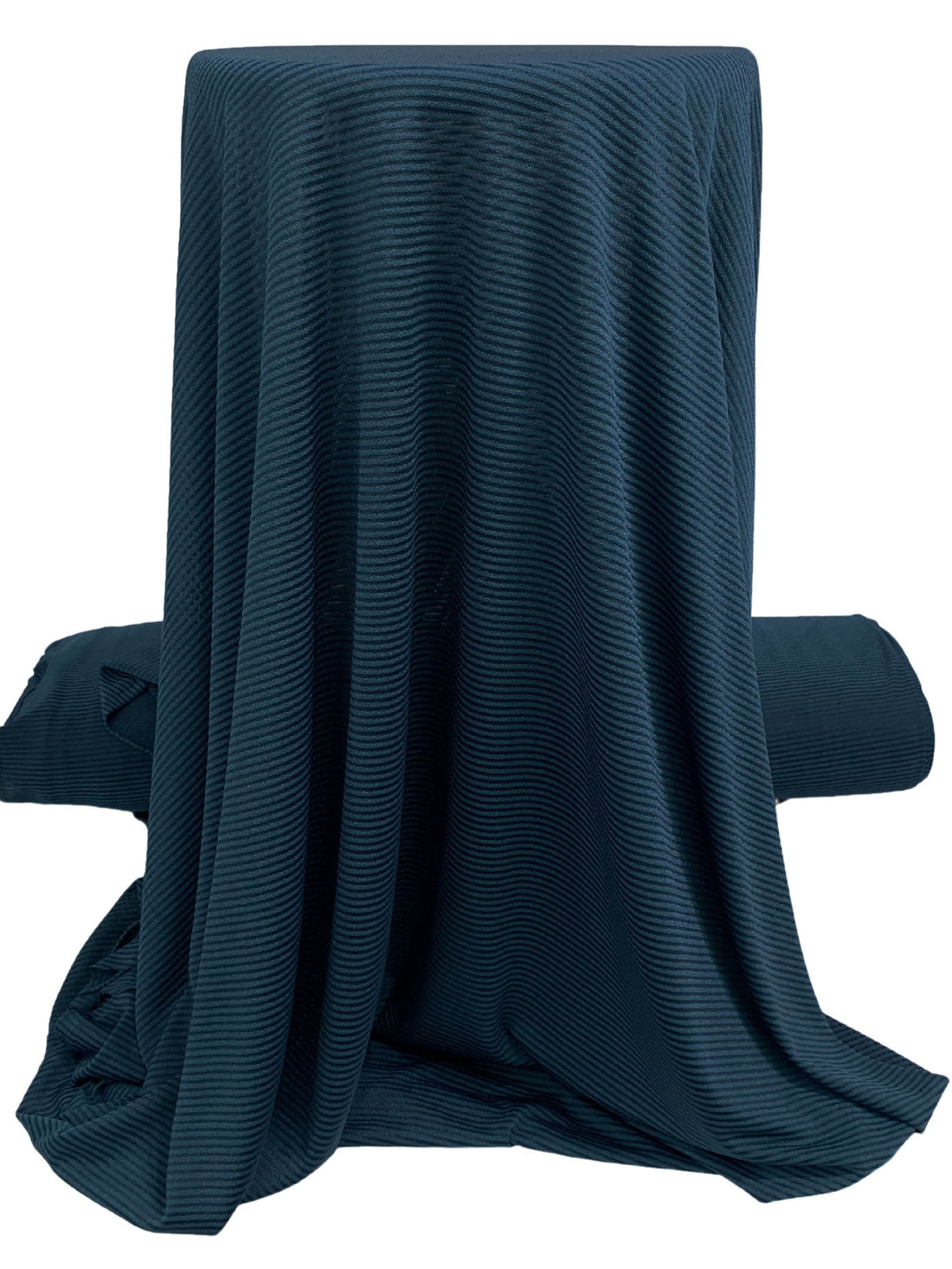 Deep Arctic Blue Polyester/Lycra Vertical Stripe Sheer Crepe Knit 58W