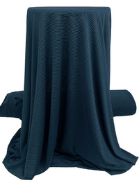 Deep Arctic Blue Polyester/Lycra Vertical Stripe Sheer Crepe Knit 58W