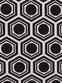 Black/Buff Beige Polyester/Lycra Geometric Print Stretch Shirt-Weight Woven - NY Designer - 60W