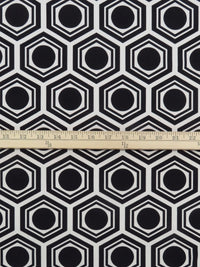 Black/Buff Beige Polyester/Lycra Geometric Print Stretch Shirt-Weight Woven - NY Designer - 60W