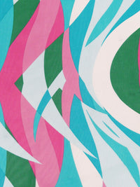 Turquoise Surf/China Pink/Dark Spring Green/White 100% Polyester Abstract Waves Print Chiffon 58W